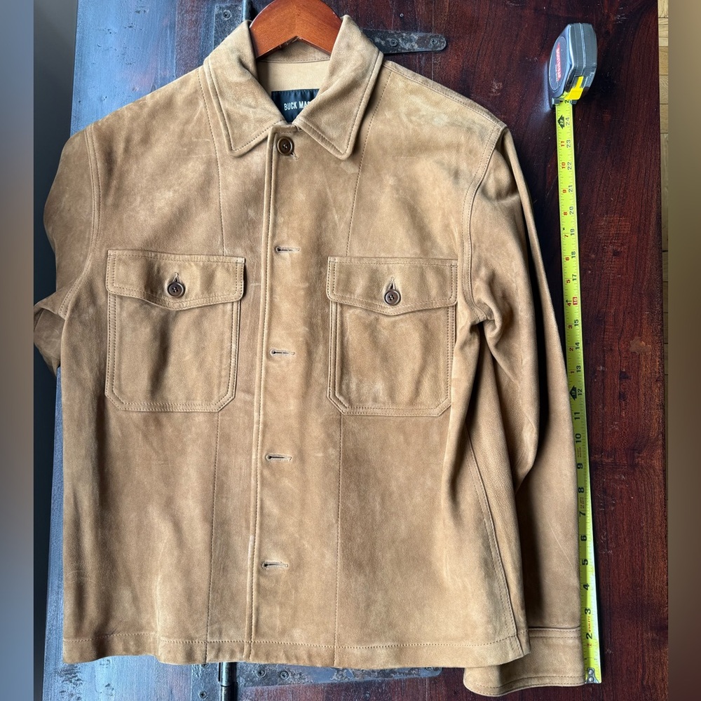 *NWOT* 100% Genuine Leather Buck Mason Mojave Suede Field Shirt, Ale - Picture 9 of 9
